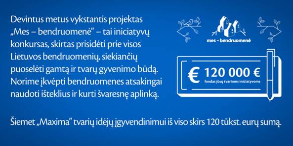 „Maxima“ kviečia bendruomenes teikti paraiškas taupesniam išteklių naudojimui: idėjų įgyvendinimui skirs 120 tūkst. eurų sumą.